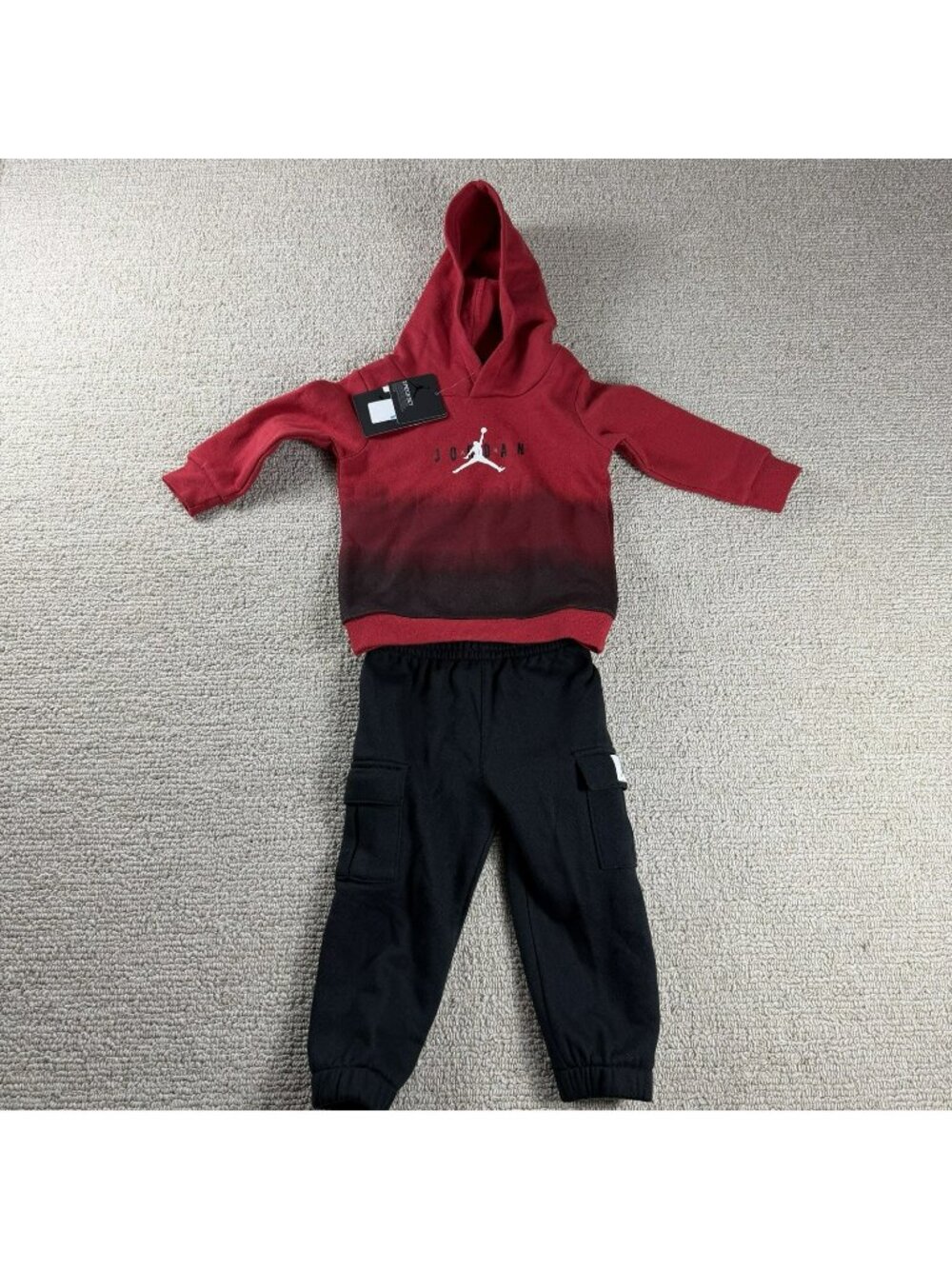 Nike Air Jordan 2 Piece Sweatsuit Red Black Toddler Size 18 Months